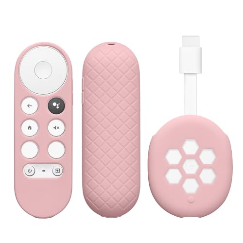 kwmobile 2X Hülle für Fernbedienung und Streaming Gerät kompatibel mit Google Chromecast 2020 4K (not for New-Generation) - Silikon Case Set für TV Zubehör in Altrosa von kwmobile