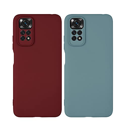 kwmobile 2X Hülle kompatibel mit Xiaomi Redmi Note 11 / Note 11S Hülle - Silikon Case mit Kameraschutz - weiche Handyhülle - Handy Cover Set in Bordeaux Violett Antique Stone von kwmobile