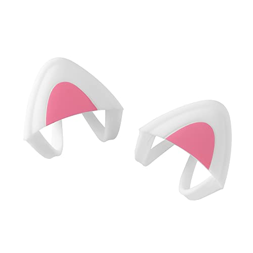 kwmobile 2X Katzenohren Aufsatz kompatibel mit Overear Headphone - Deko Accessoire für Kopfhörer Breite 2,5 bis 3,8 cm - Katzenkopfhörer Set - Weiß Pink von kwmobile