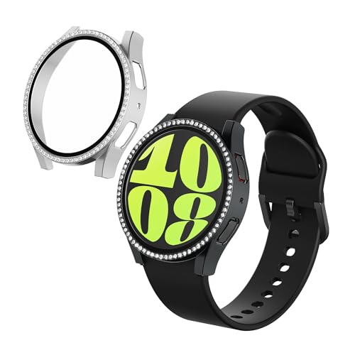 kwmobile 2X Kunststoff Hülle kompatibel mit Samsung Galaxy Watch 6 44mm Schutzhülle mit Bildschirmschutz - Glitzer Schutz Zubehör in Schwarz Silber kwmobile 2X Kunststoff Hülle kompatibel mit Samsung Galaxy Watch 6 44mm Schutzhülle mit Bildschirmschutz - Glitzer Schutz Zubehör in Schwarz Silber von kwmobile