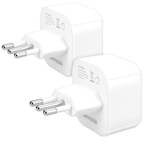 kwmobile 2X Reiseadapter Italien Typ-L - Reise Adapter Reisestecker Schuko EU zu Typ L Steckdose in z. B. Italien - Stromadapter Urlaub Weiß kwmobile 2X Reiseadapter Italien Typ-L - Reise Adapter Reisestecker Schuko EU zu Typ L Steckdose in z. B. Italien - Stromadapter Urlaub Weiß von kwmobile