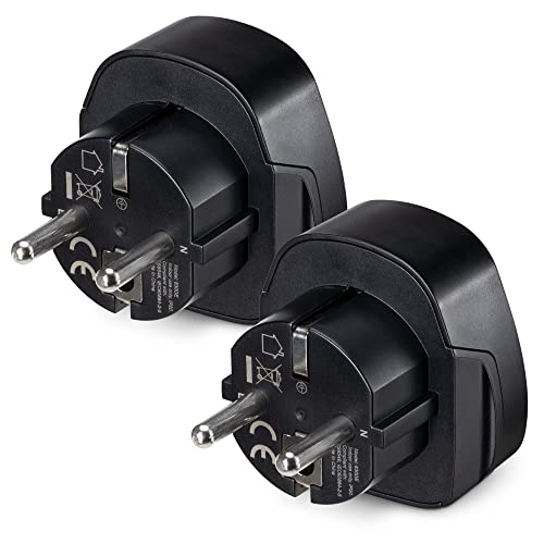 kwmobile 2X Reiseadapter UK auf DE Schuko - Typ F Deutschland Steckdose Reise Adapter Set für Typ G Stecker - Reisestecker Stromadapter in Schwarz von kwmobile