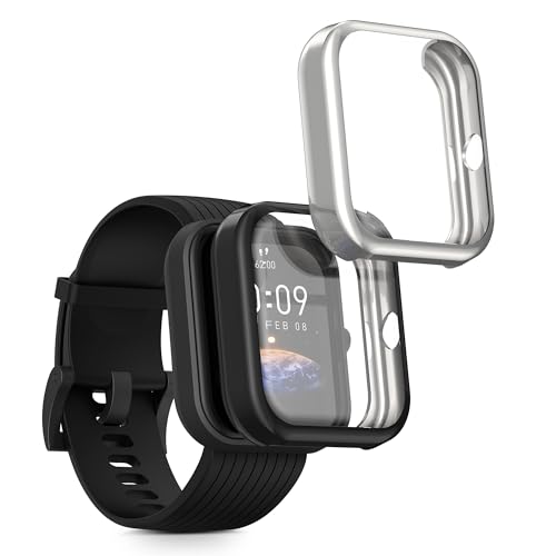 kwmobile 2X Schutzhülle kompatibel mit Huami Amazfit Bip 3 / Bip 3 Pro Hülle - Fullbody Cover Set aus Silikon - Schwarz Silber kwmobile 2X Schutzhülle kompatibel mit Huami Amazfit Bip 3 / Bip 3 Pro Hülle - Fullbody Cover Set aus Silikon - Schwarz Silber von kwmobile