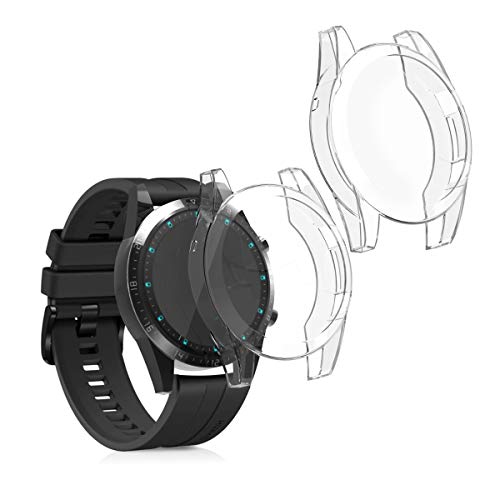 kwmobile 2X Schutzhülle kompatibel mit Huawei Watch GT2 (46mm) Hülle - Fullbody Cover Set aus Silikon - Transparent von kwmobile