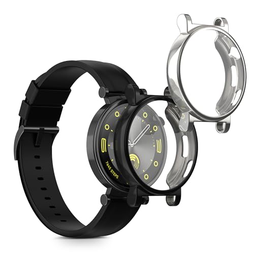 kwmobile 2X Schutzhülle kompatibel mit Huawei Watch GT4 41mm Hülle - Fullbody Cover Set aus Silikon - Schwarz Silber kwmobile 2X Schutzhülle kompatibel mit Huawei Watch GT4 41mm Hülle - Fullbody Cover Set aus Silikon - Schwarz Silber von kwmobile