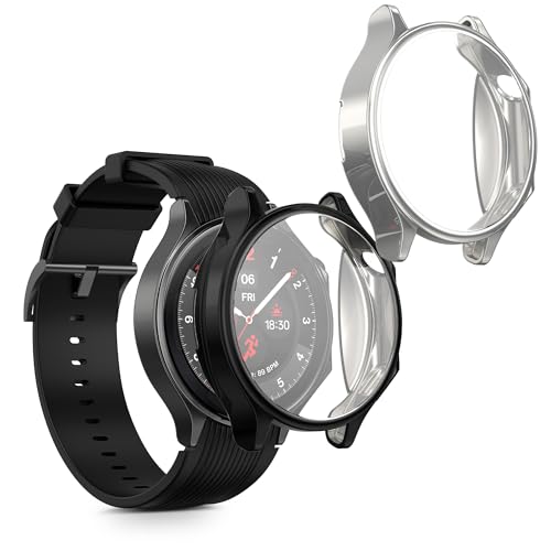 kwmobile 2X Schutzhülle kompatibel mit OnePlus Watch 2 / Oppo Watch X Hülle - Fullbody Cover Set aus Silikon - Schwarz Silber kwmobile 2X Schutzhülle kompatibel mit OnePlus Watch 2 / Oppo Watch X Hülle - Fullbody Cover Set aus Silikon - Schwarz Silber von kwmobile