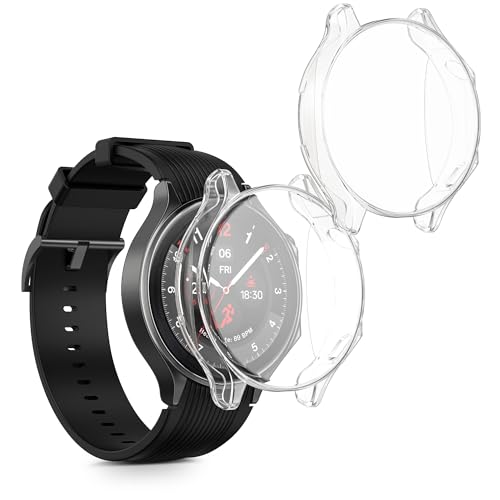 kwmobile 2X Schutzhülle kompatibel mit OnePlus Watch 2 / Oppo Watch X Hülle - Fullbody Cover Set aus Silikon - Transparent von kwmobile