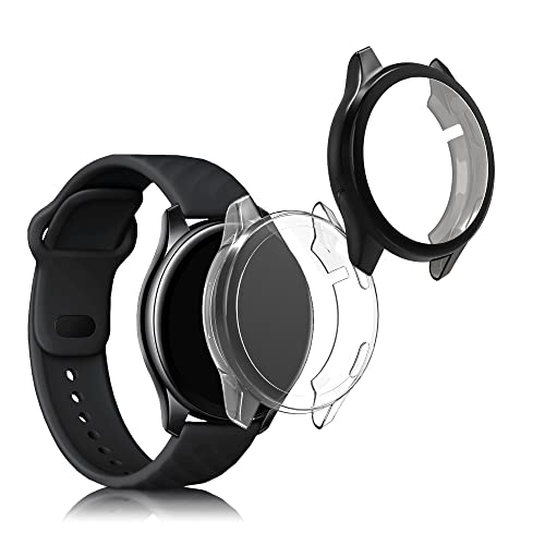 kwmobile 2X Schutzhülle kompatibel mit OnePlus Watch Hülle - Fullbody Cover Set aus Silikon - Schwarz Transparent von kwmobile