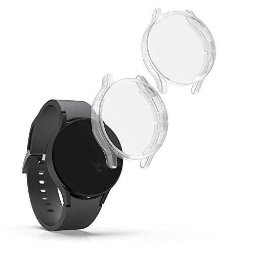 kwmobile 2X Schutzhülle kompatibel mit Samsung Galaxy Watch 4 (44mm) Hülle - Fullbody Cover Set aus Silikon - Transparent von kwmobile