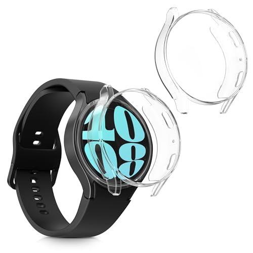 kwmobile 2X Schutzhülle kompatibel mit Samsung Galaxy Watch 6 40mm Hülle - Fullbody Cover Set aus Silikon - Transparent von kwmobile