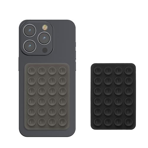 kwmobile 2X Silikon Saugnapf Handyhalterung - Handy Halter selbstklebend - 5,5 x 8cm - Universal Halterung für Handyhüllen - Kompatibel mit iPhone und Android - Schwarz Dunkelgrau von kwmobile