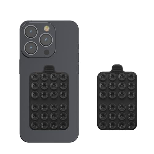 kwmobile 2X Silikon Saugnapf Handyhalterung - Handy Halter selbstklebend - 5,5 x 9cm - Universal Halterung für Handyhüllen - Kompatibel mit iPhone und Android - Schwarz Schwarz von kwmobile
