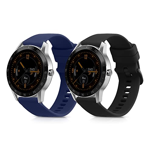kwmobile 2X Sportarmband kompatibel mit Blackview X1 Smartwatch Armband - Fitnesstracker Band Set aus TPU Silikon in Schwarz Dunkelblau von kwmobile