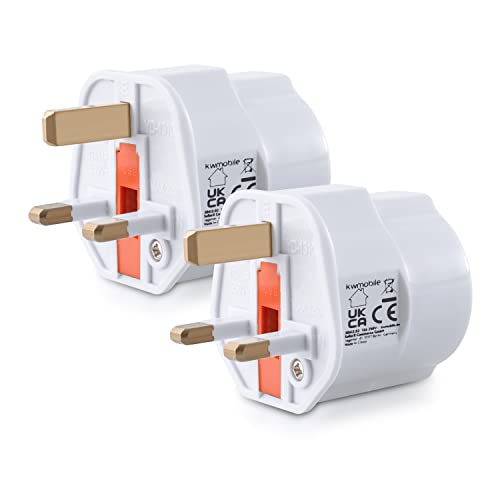 kwmobile 2X Steckdosenadapter England | Reiseadapter UK Adapter Stecker für England - Reisestecker Schuko UK auf EU Steckdose - Typ G - Travel Plug Schottland Irland in Weiß von kwmobile