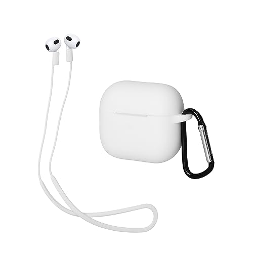 kwmobile 2in1 Set Hülle und Halteband kompatibel mit Apple AirPods 3 Case - Kopfhörer Band Strap 70 cm - Weiß Weiß von kwmobile