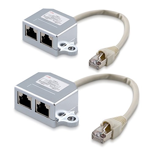 kwmobile 2in1 Set Netzwerkkabel Splitter - ISDN Anschluss Doppler Adapter - T-Adapter Netzwerk Kabel - RJ45 Stecker auf 2X Rj45 ISDN Buchse Port von kwmobile