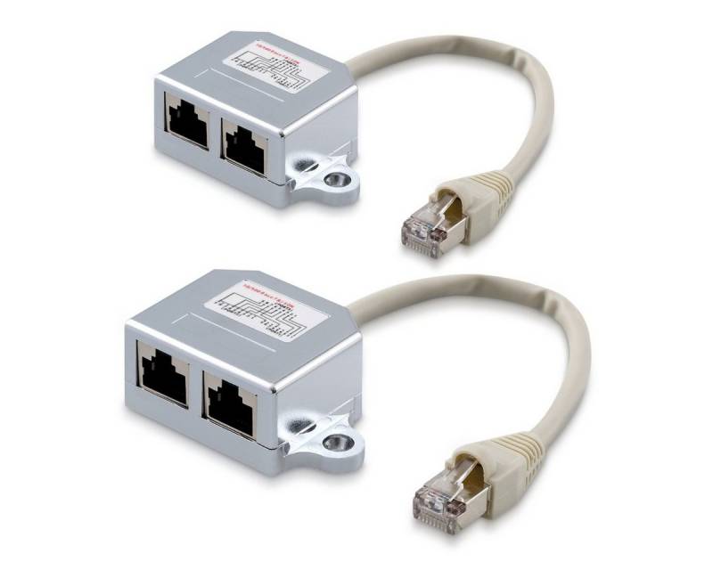 kwmobile 2x Netzwerkkabel Splitter - ISDN Adapter LAN Verteiler Netzwerk-Adapter, 20,50 cm von kwmobile