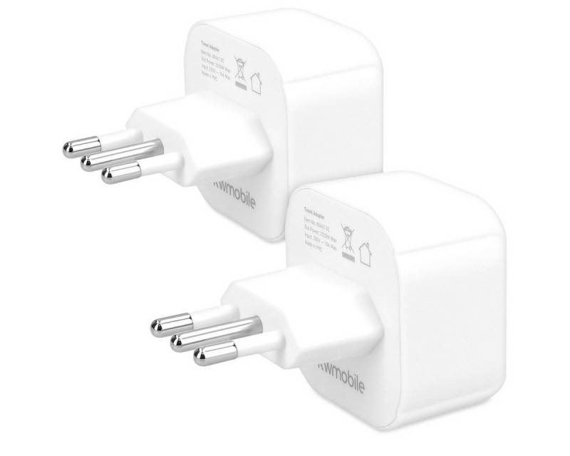 kwmobile 2x Reiseadapter Italien Typ-L - Schuko EU zu Typ L Steckdose Stromadapter, 6,70 cm von kwmobile