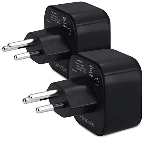 kwmobile 2x Reiseadapter Schweiz Typ-J - Reise Adapter Reisestecker Schuko EU zu Typ J Steckdose in z. B. Schweiz - Stromadapter Urlaub Schwarz von kwmobile