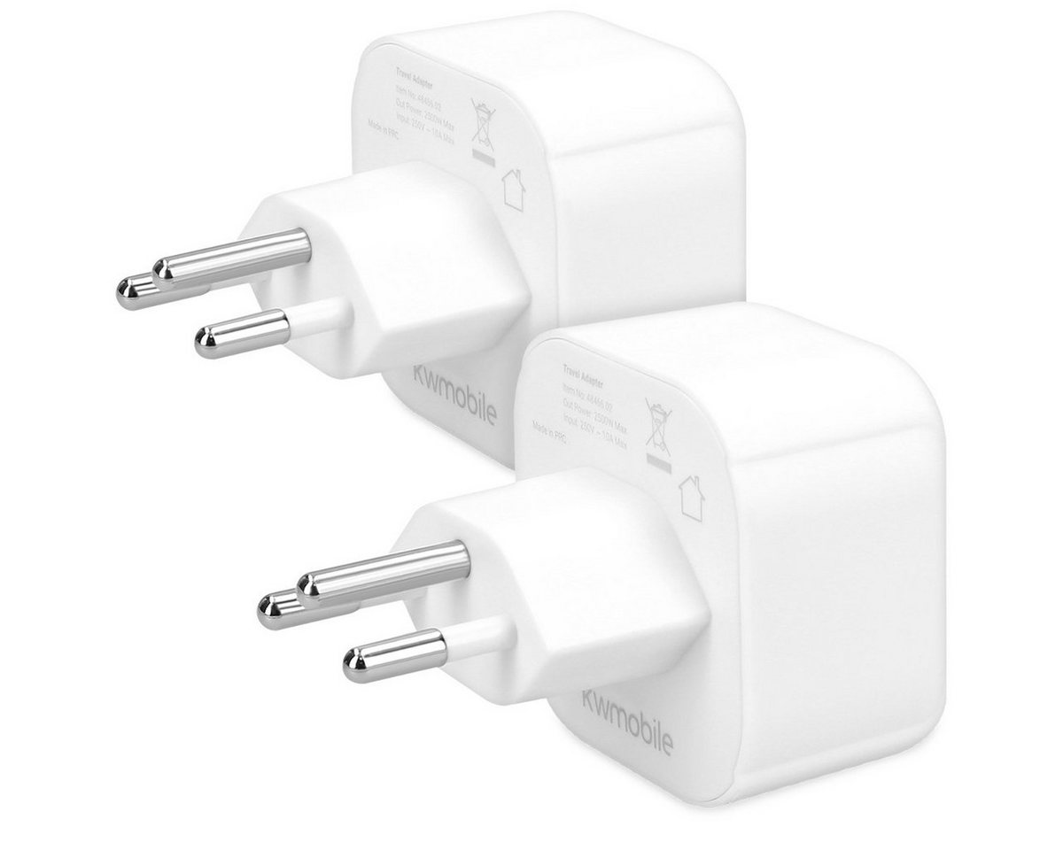 kwmobile 2x Reiseadapter Schweiz Typ-J - Schuko EU zu Typ J Steckdose Stromadapter, 6,60 cm von kwmobile