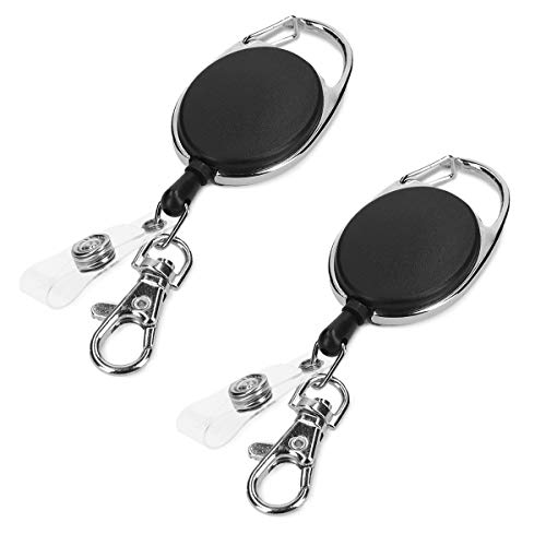kwmobile 2x Schlüssel Jojo mit Ausweis Clip - Schlüsselanhänger ausziehbar - Kartenhalter Karabiner Anhänger - Schlüsselband mit Karten Halter von kwmobile