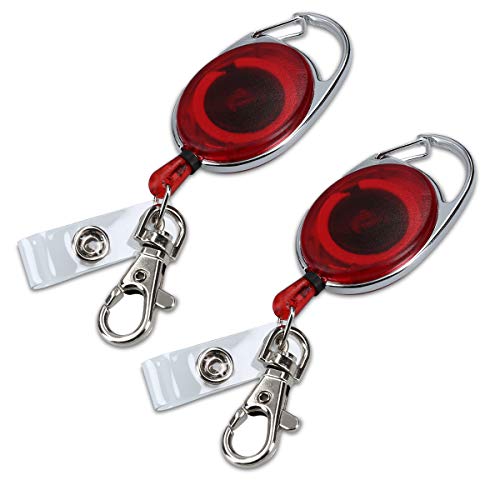 kwmobile 2x Schlüssel Jojo mit Ausweis Clip - Schlüsselanhänger ausziehbar - Kartenhalter Karabiner Anhänger - Schlüsselband mit Karten Halter von kwmobile