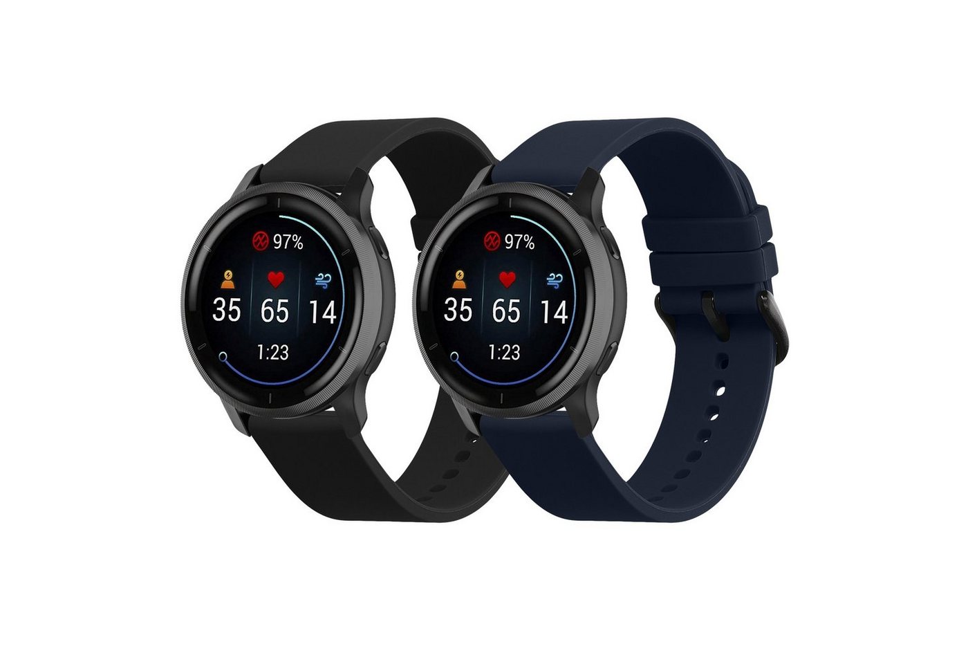 kwmobile 2x Sportarmband für 20mm Smartwatch Strap (Universal) Smartwatch, 1-tlg., Armband TPU Silikon Set Fitnesstracker von kwmobile