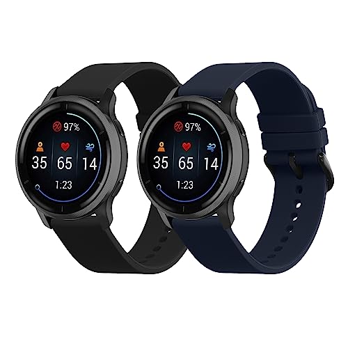 kwmobile 2x Sportarmband kompatibel mit 20mm Smartwatch Strap (Universal) Armband - Fitnesstracker Band Set aus TPU Silikon von kwmobile