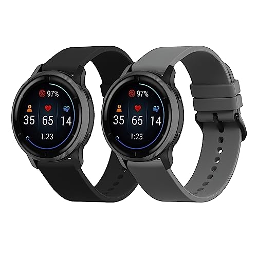 kwmobile 2X Sportarmband kompatibel mit 20mm Smartwatch Strap (Universal) Armband - Fitnesstracker Band Set aus TPU Silikon von kwmobile