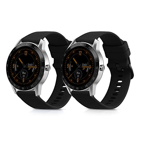 kwmobile 2x Sportarmband kompatibel mit Blackview X1 Smartwatch Armband - Fitnesstracker Band Set aus TPU Silikon in Schwarz Schwarz von kwmobile