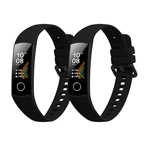 kwmobile 2x Sportarmband kompatibel mit Honor Band 5 / Band 4 Armband - Fitnesstracker Band Set aus TPU Silikon in Schwarz von kwmobile