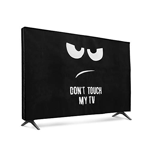 kwmobile 32" TV Hülle - Fernseher Bildschirmschutz Abdeckung - TV Bildschirm Staubschutzhülle - Don't Touch My TV Weiß Schwarz von kwmobile