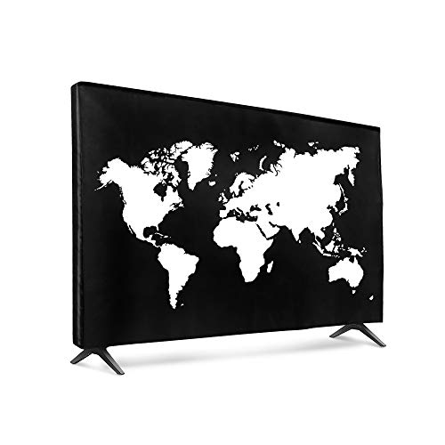 kwmobile 32" TV Hülle - Fernseher Bildschirmschutz Abdeckung - TV Bildschirm Staubschutzhülle - Travel Umriss Weiß Schwarz von kwmobile