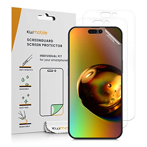kwmobile 3X Displayschutzfolie kompatibel mit Apple iPhone 14 Pro Max Folie - klare Schutzfolien Set in transparent von kwmobile
