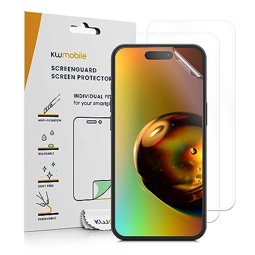 kwmobile 3X Displayschutzfolie kompatibel mit iPhone 15 Pro Max Folie - klare Schutzfolien Set in transparent kwmobile 3X Displayschutzfolie kompatibel mit iPhone 15 Pro Max Folie - klare Schutzfolien Set in transparent von kwmobile