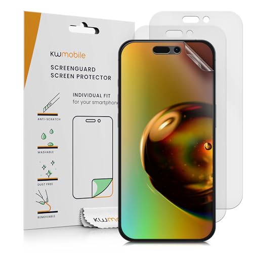 kwmobile 3X Folie matt kompatibel mit Apple iPhone 16 Pro - Displayschutzfolie Schutzfolie - Displayschutz Displayfolie entspiegelt von kwmobile