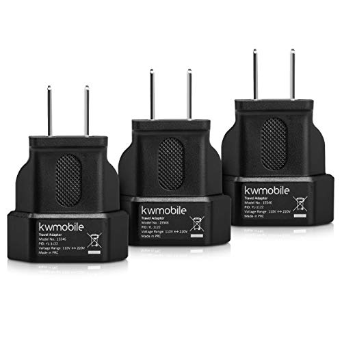 kwmobile 3X Reiseadapter für Europa-Stecker in USA-Dose - perfekt für Reisen ins Ausland - Für USA, Kanada, Mexiko von kwmobile