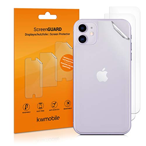 kwmobile 3X Schutzfolie Rückseite kompatibel mit Apple iPhone 11 - Folie Backcover Smartphone - Handyfolie transparent von kwmobile