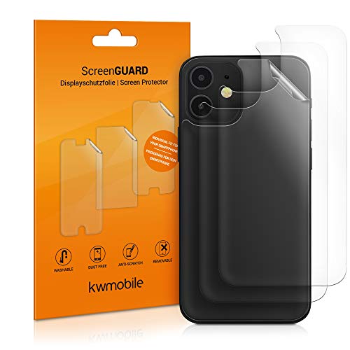 kwmobile 3X Schutzfolie Rückseite kompatibel mit Apple iPhone 12 Mini - Folie Backcover Smartphone - Handyfolie transparent von kwmobile