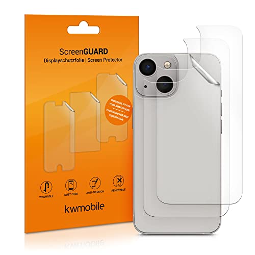 kwmobile 3X Schutzfolie Rückseite kompatibel mit Apple iPhone 13 / iPhone 14 - Folie Backcover Smartphone - Handyfolie transparent von kwmobile
