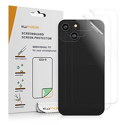 kwmobile 3X Schutzfolie Rückseite kompatibel mit Apple iPhone 14 - Folie Backcover Smartphone - Handyfolie transparent von kwmobile