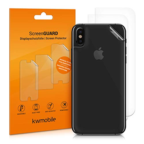 kwmobile 3X Schutzfolie Rückseite kompatibel mit Apple iPhone X - Folie Backcover Smartphone - Handyfolie transparent von kwmobile