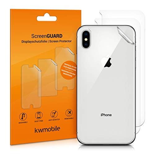 kwmobile 3X Schutzfolie Rückseite kompatibel mit Apple iPhone XS Max - Folie Backcover Smartphone - Handyfolie transparent von kwmobile