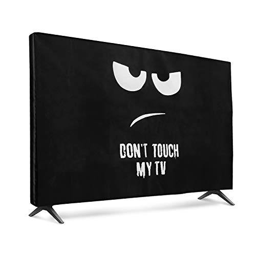 kwmobile 40" TV Hülle - Fernseher Bildschirmschutz Abdeckung - TV Bildschirm Staubschutzhülle - Don't Touch My TV Weiß Schwarz von kwmobile