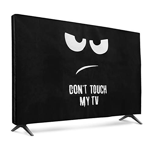 kwmobile 43" TV Hülle - Fernseher Bildschirmschutz Abdeckung - TV Bildschirm Staubschutzhülle - Don't Touch My TV Weiß Schwarz von kwmobile