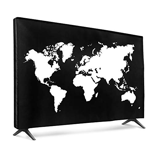 kwmobile 43" TV Hülle - Fernseher Bildschirmschutz Abdeckung - TV Bildschirm Staubschutzhülle - Travel Umriss Weiß Schwarz von kwmobile