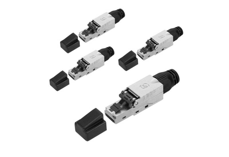 kwmobile 4x CAT 6A RJ45 Netzwerkstecker - geschirmt - werkzeuglos Netzwerk-Adapter, 5,80 cm von kwmobile