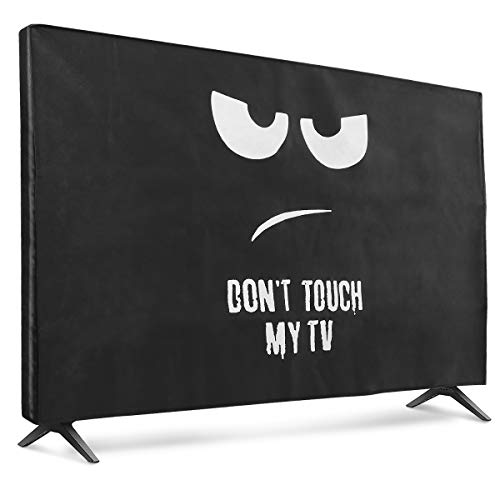 kwmobile 55" TV Hülle - Fernseher Bildschirmschutz Abdeckung - TV Bildschirm Staubschutzhülle - Don't Touch My TV Weiß Schwarz von kwmobile