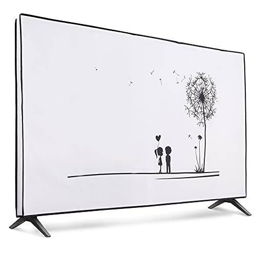 kwmobile 55" TV Hülle - Fernseher Bildschirmschutz Abdeckung - TV Bildschirm Staubschutzhülle - Pusteblume Love Schwarz Weiß von kwmobile