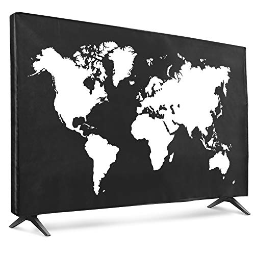 kwmobile 55" TV Hülle - Fernseher Bildschirmschutz Abdeckung - TV Bildschirm Staubschutzhülle - Travel Umriss Weiß Schwarz von kwmobile